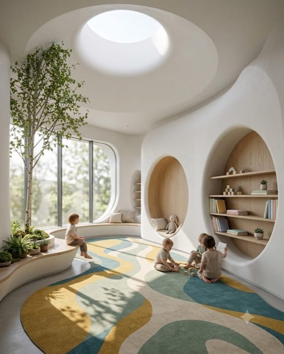 Sala de juegos infantil renderizada con IA