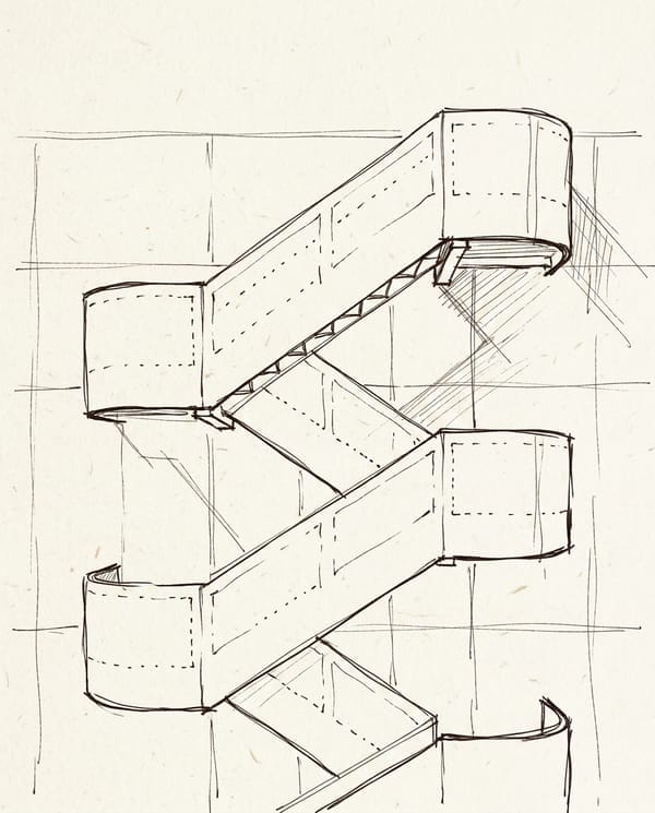 Croquis a mano de una escalera exterior — antes