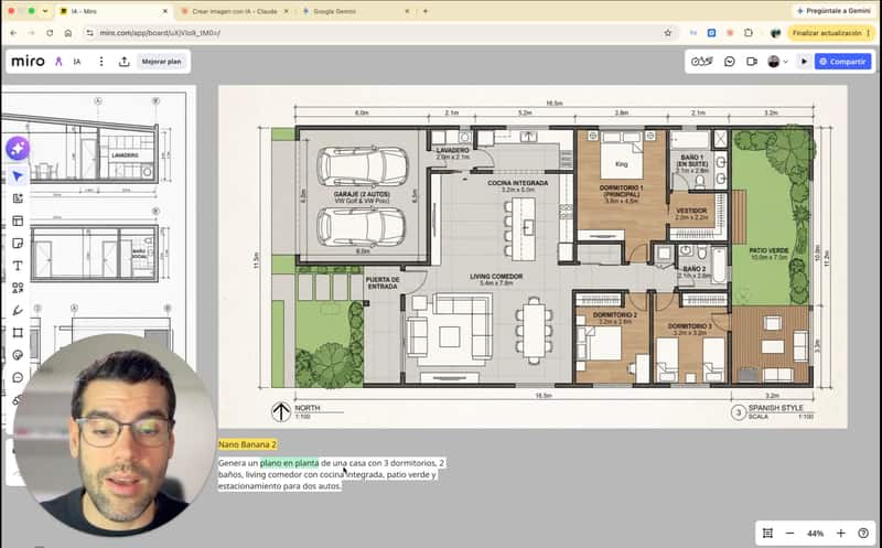 Una clase del curso, con el plano generado en pantalla