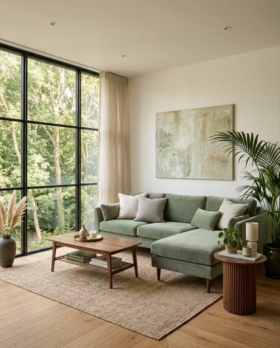 Living con variante de sillón verde
